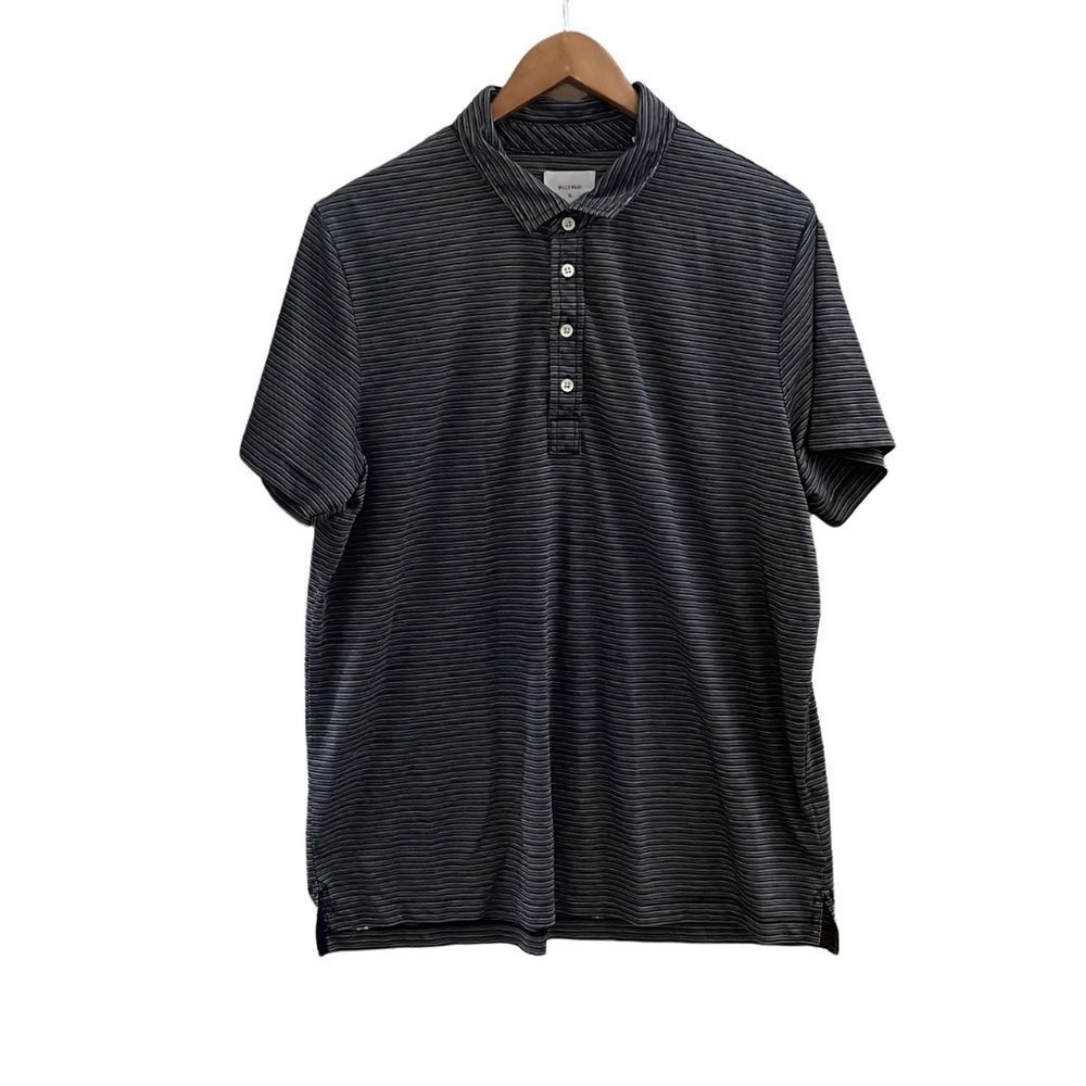 Billy Reid Mens Black Striped Polo XL